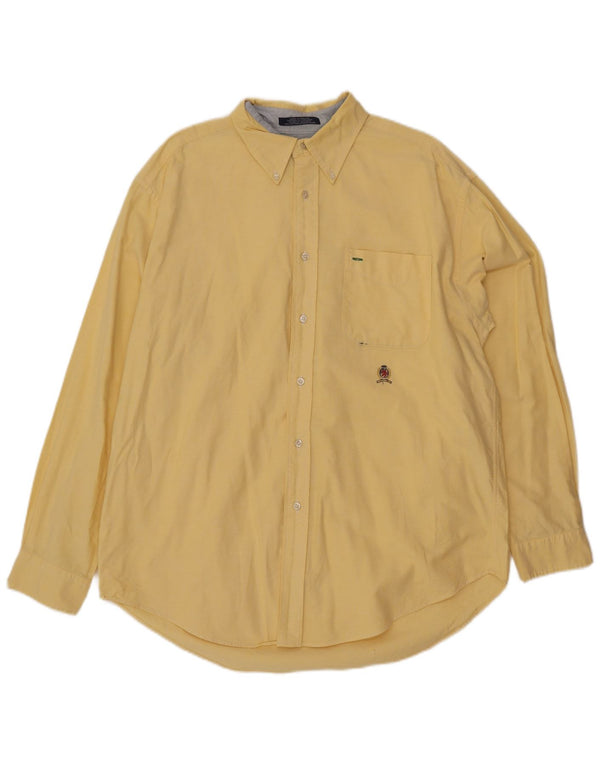Tommy Hilfiger Mens Shirt Large Yellow Cotton