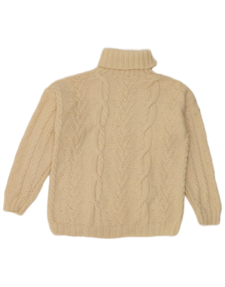 Vintage Womens Roll Neck Jumper Sweater UK 12 Medium Off White