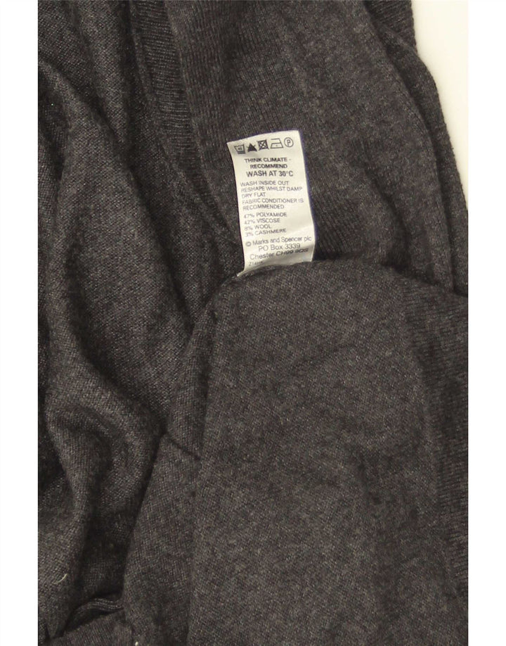 Marks & Spencer Womens Sleeveless Cardigan Sweater UK 12 Medium Grey