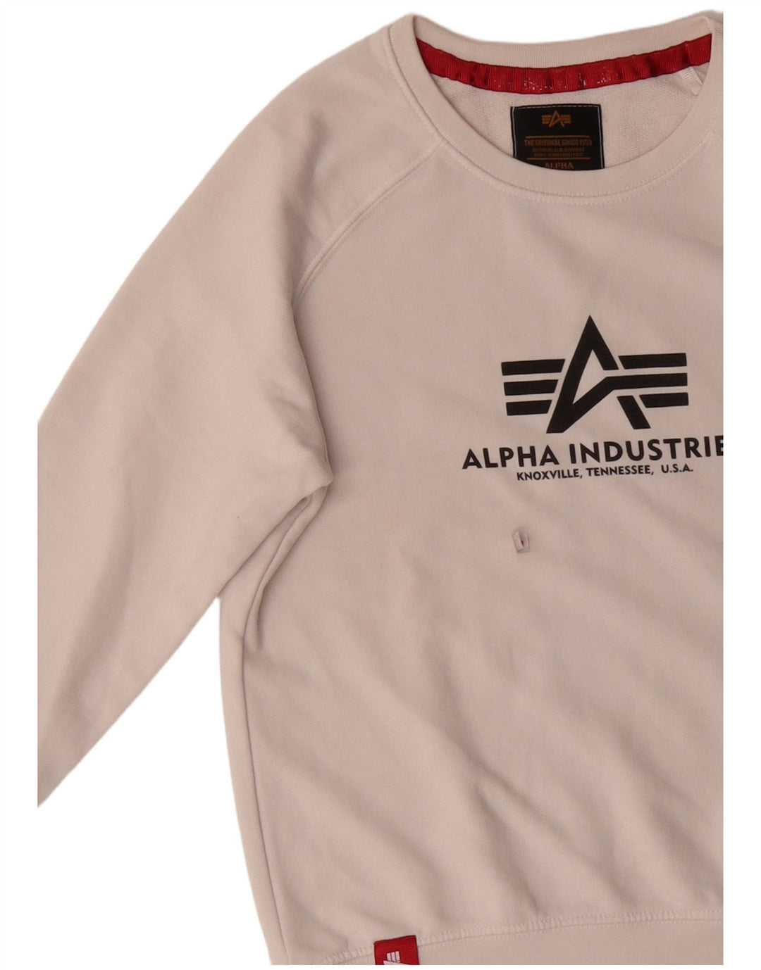 ALPHA INDUSTRIES Mens Graphic Sweatshirt Jumper XS White