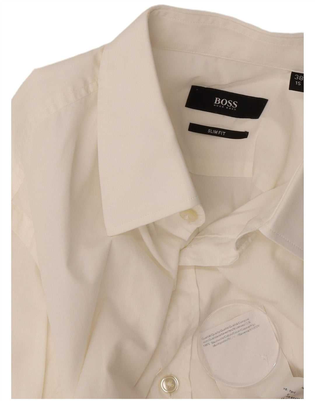 Hugo Boss Mens Slim Fit Shirt Size 38 15 Medium White Cotton