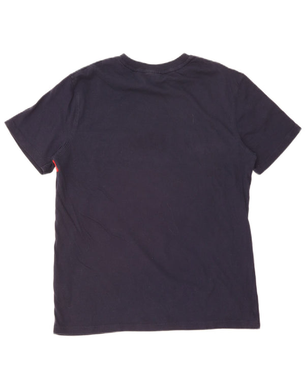 Fila Mens Graphic T-Shirt Top Medium Navy Blue Colourblock Cotton