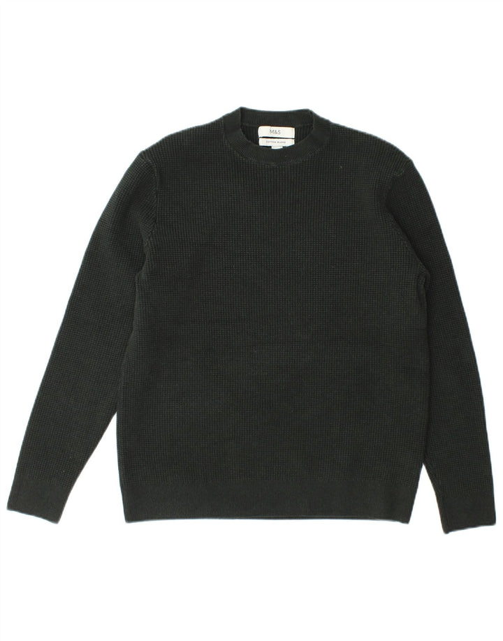 Marks & Spencer Womens Crew Neck Jumper Sweater UK 14 Medium Green