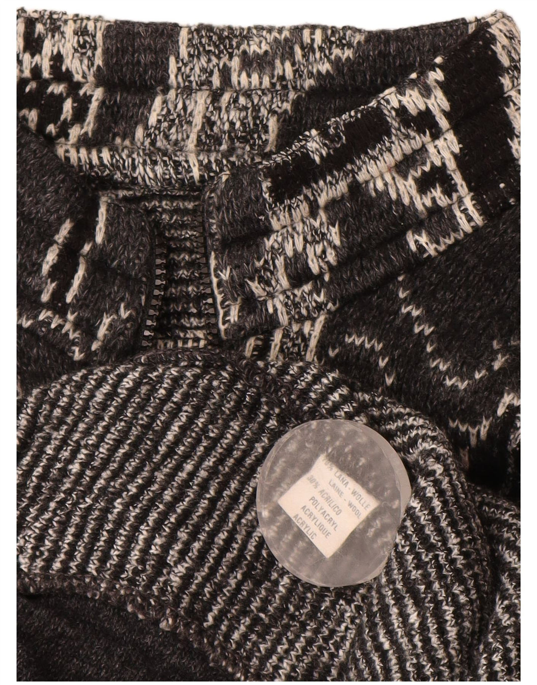 Vintage Womens Cardigan Sweater UK 18 XL Black Geometric Wool