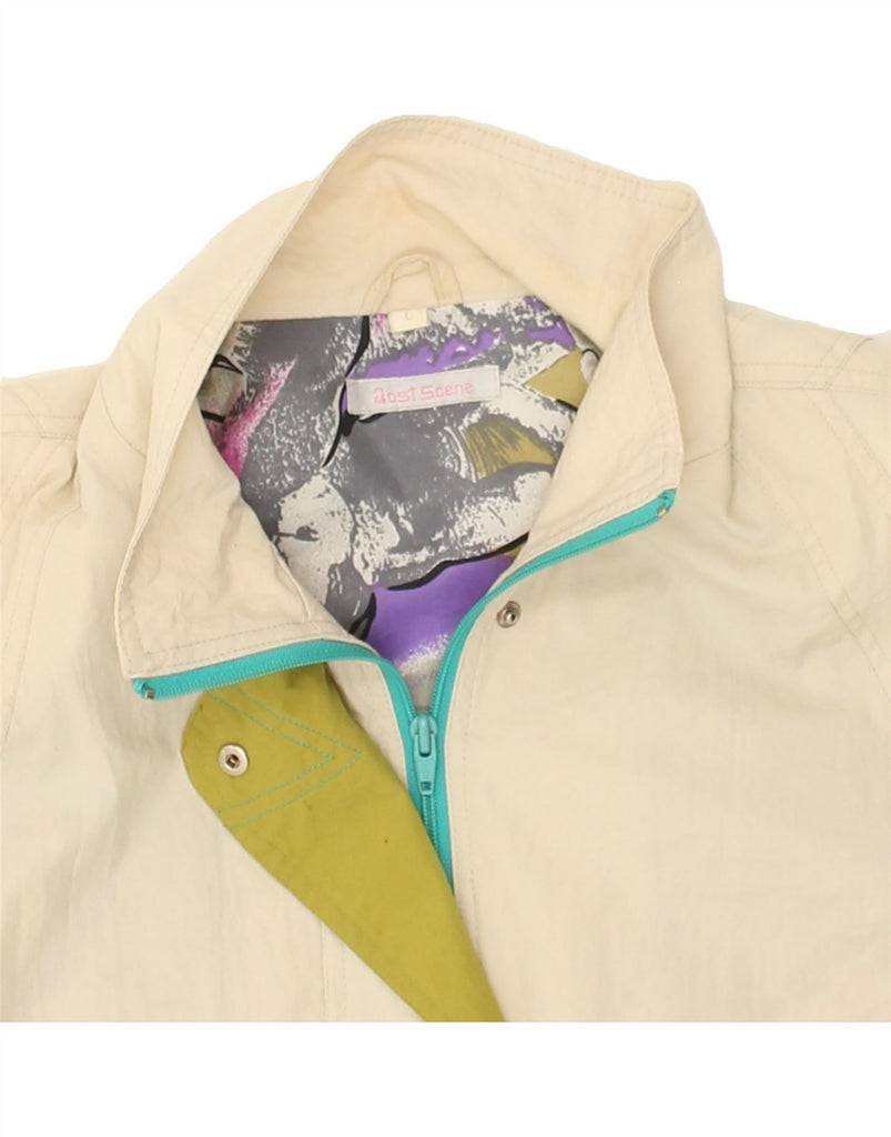 VINTAGE Womens Oversized Bomber Jacket UK 16 Large Off White | Vintage Vintage | Thrift | Second-Hand Vintage | Used Clothing | Messina Hembry 