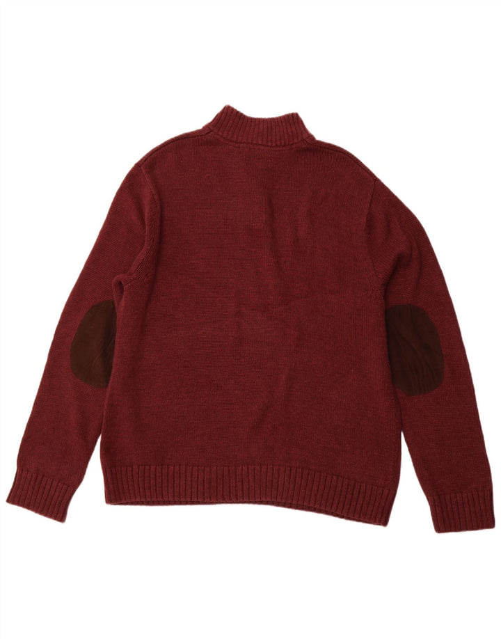 CHAPS Mens Button Neck Jumper Sweater XL Maroon Cotton