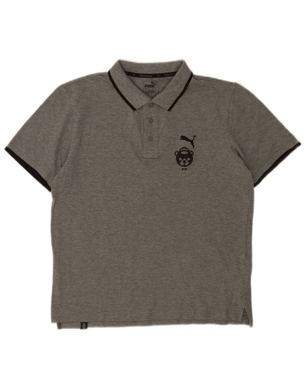 Puma Mens Barcelona Graphic Polo Shirt Small Grey Cotton