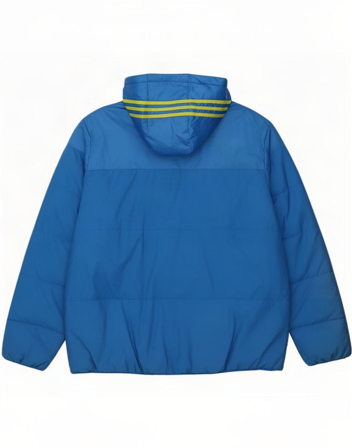 Adidas Mens Padded Jacket UK 42 XL Blue Colourblock Polyester
