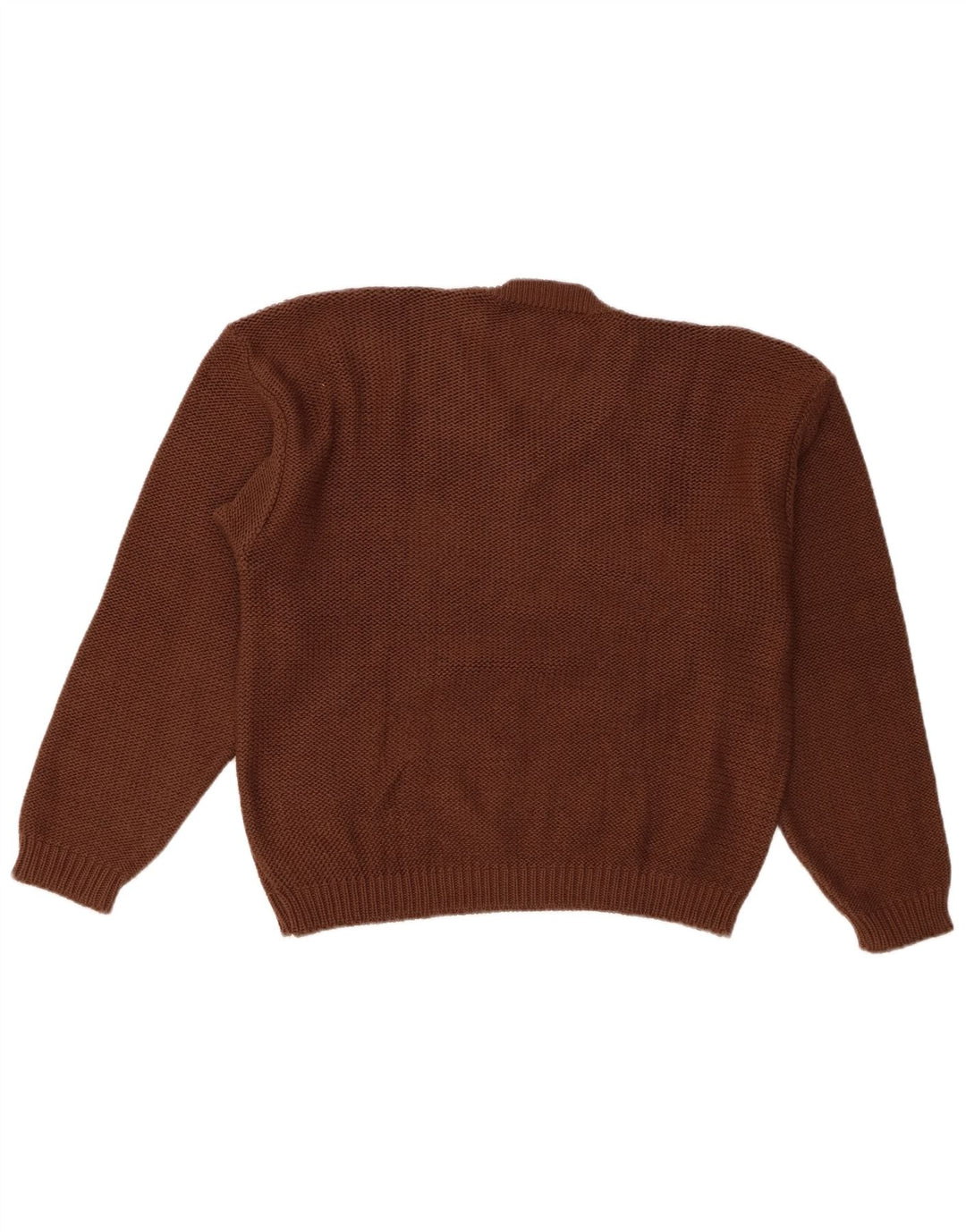 Vintage Womens V-Neck Jumper Sweater UK 12 Medium Brown Argyle/Diamond
