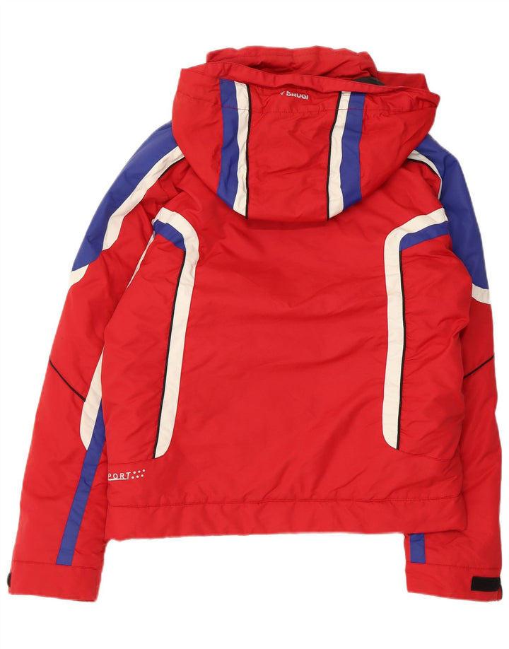 Brugi Mens Hooded Ski Jacket UK 36 Small Red Colourblock Polyamide