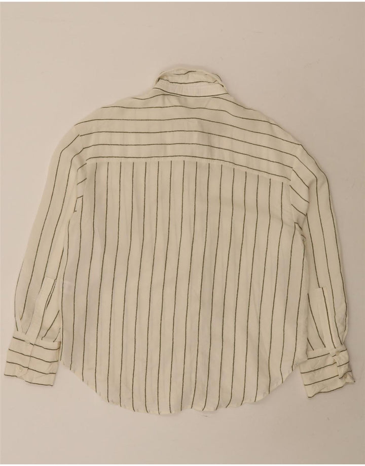 ZARA Womens Oversized Shirt UK 10 Small White Striped Modal