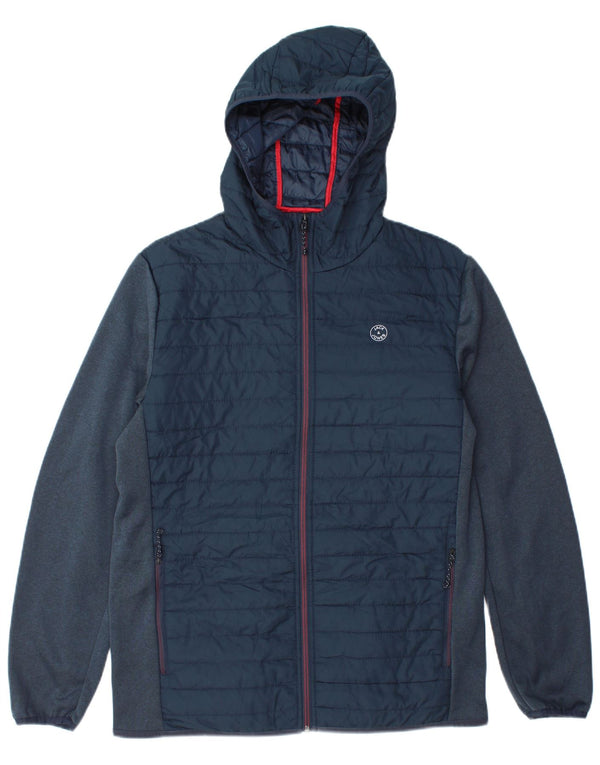 Jack & Jones Mens Hooded Padded Jacket UK 38 Medium Navy Blue
