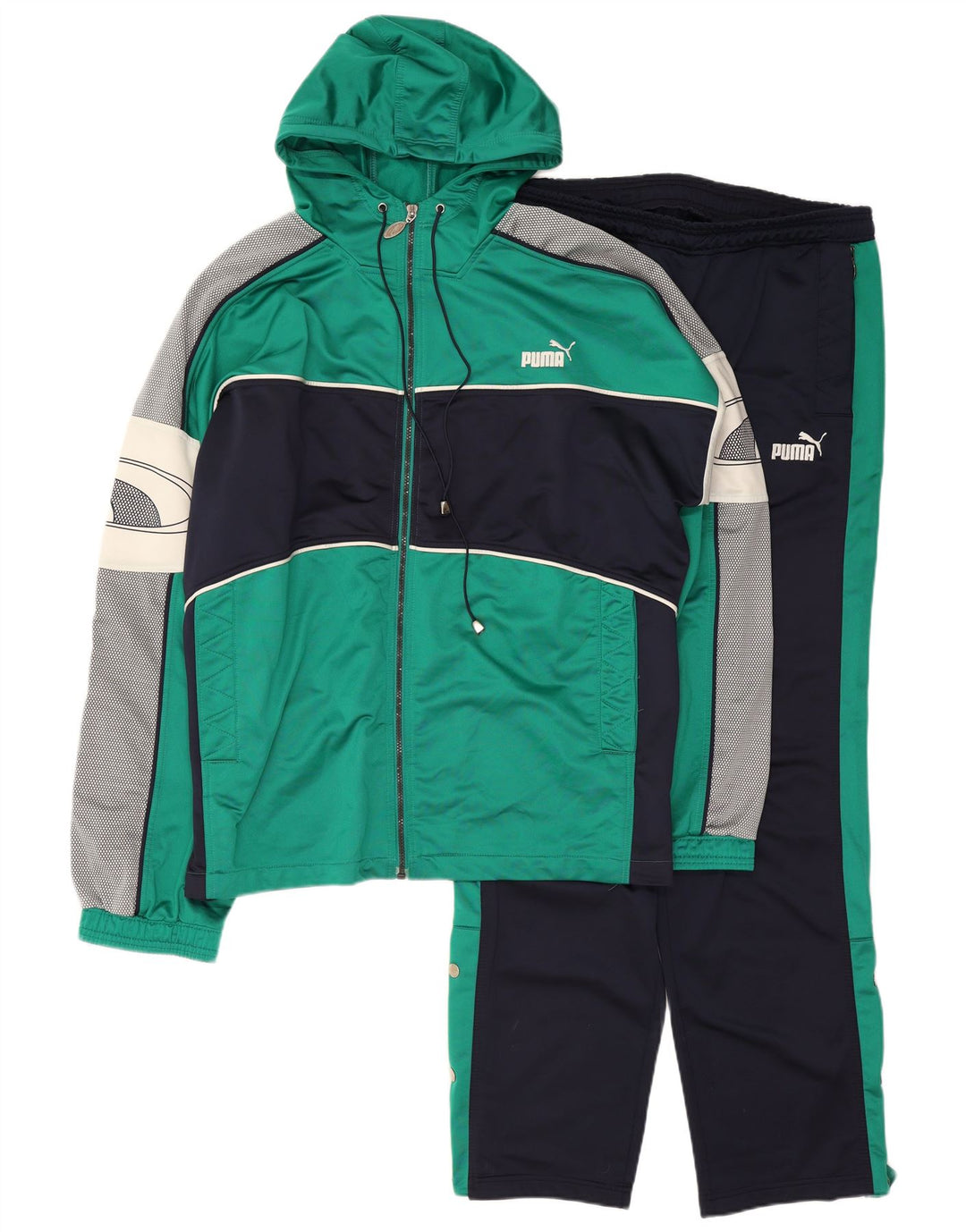Puma Mens Hooded Graphic Full Tracksuit XL  Green Colourblock Polyester