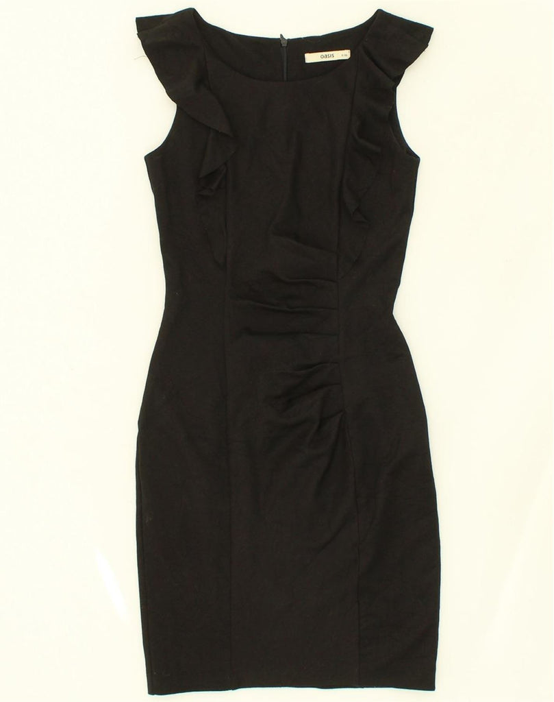 OASIS Womens Ruffle Bodycon Dress UK 6 XS Black Polyester | Vintage Oasis | Thrift | Second-Hand Oasis | Used Clothing | Messina Hembry 