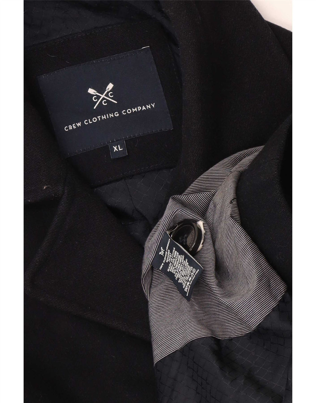 Crew Clothing Mens Double Breasted Coat UK 42 XL Navy Blue Wool