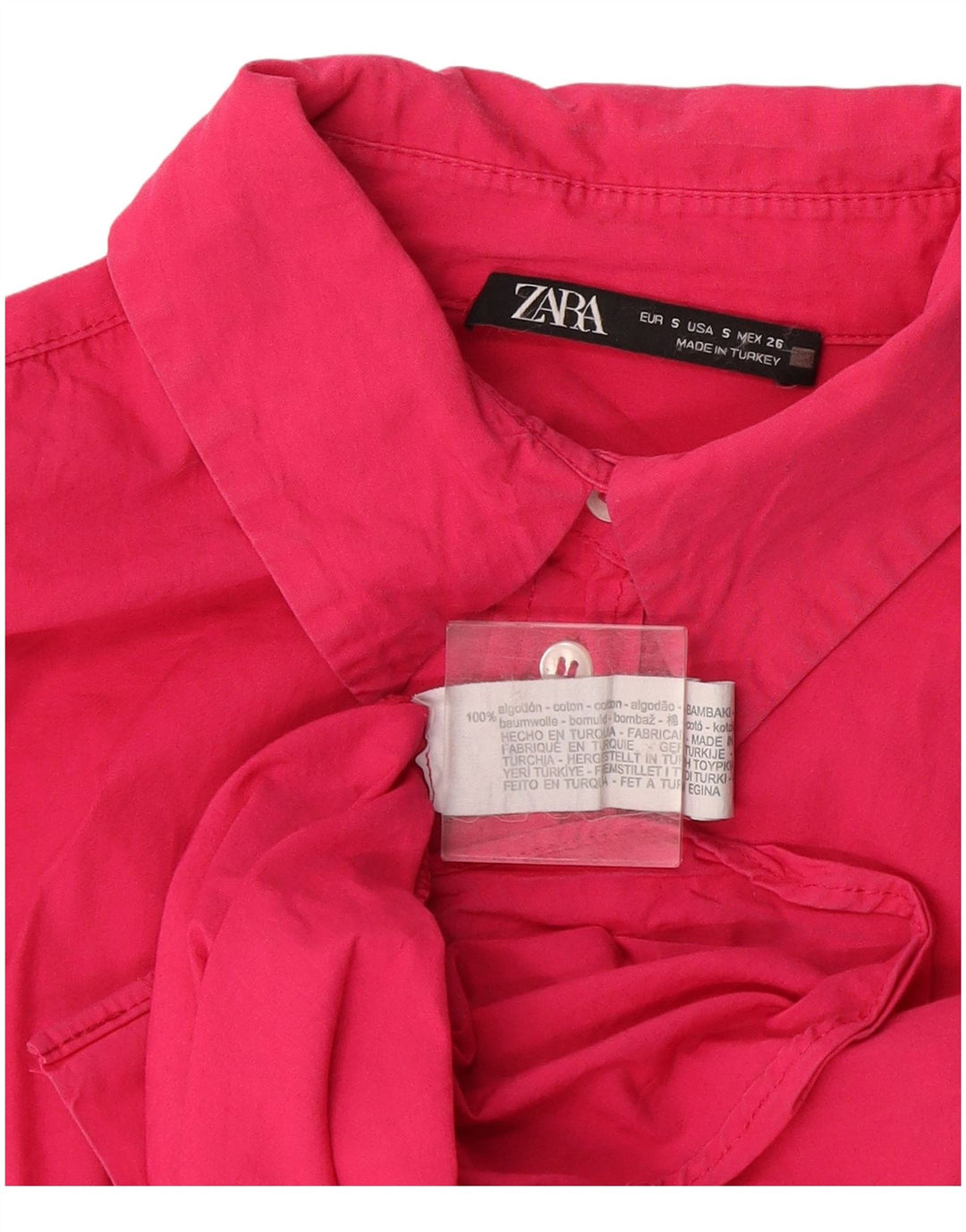 Zara Womens Oversized Shirt UK 10 Small Pink Cotton