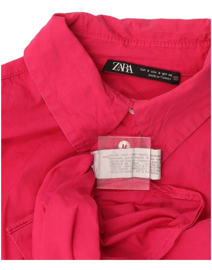 Zara Womens Oversized Shirt UK 10 Small Pink Cotton