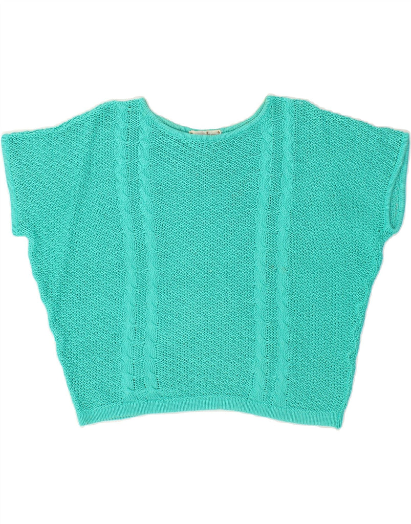 VINTAGE Womens Sleeveless Boat Neck Jumper Sweater UK 16 Large Turquoise Vintage Vintage and Second-Hand Vintage from Messina Hembry 