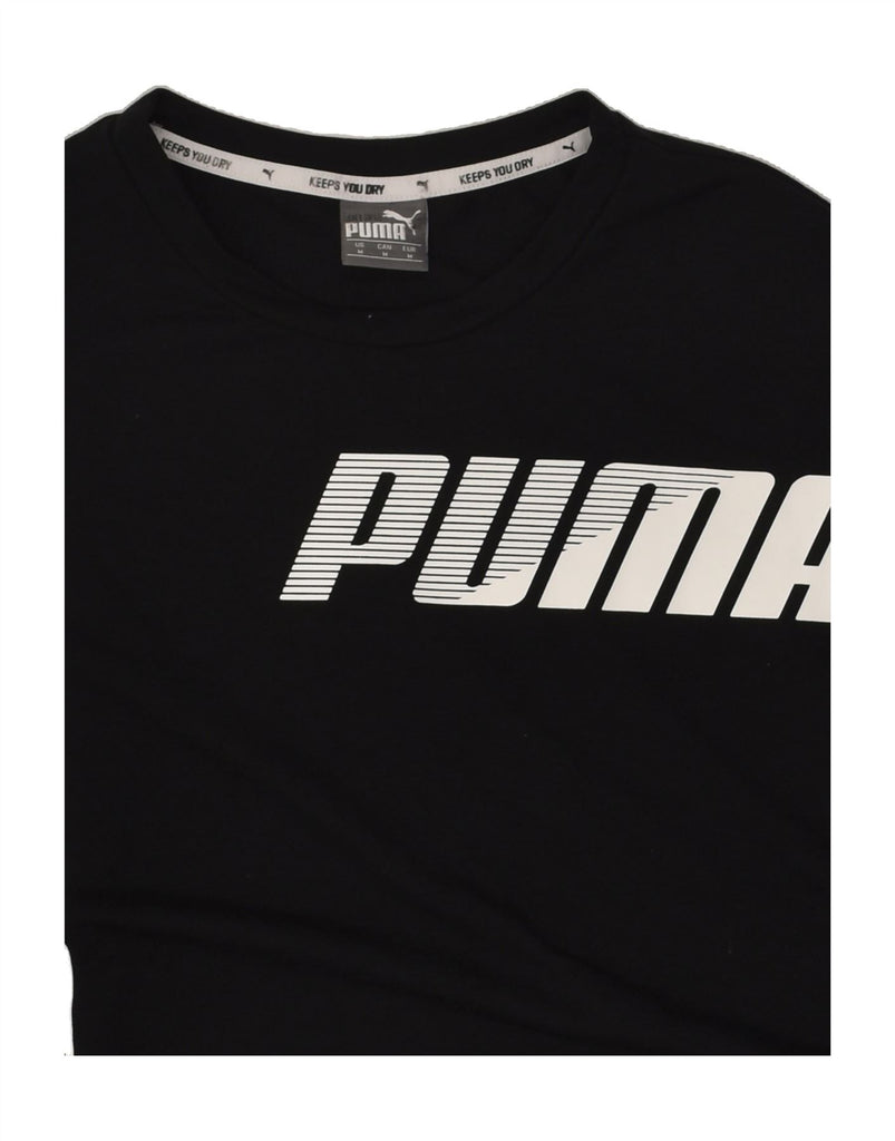PUMA Womens Graphic Sweatshirt Jumper UK 12 Medium Black Polyester | Vintage Puma | Thrift | Second-Hand Puma | Used Clothing | Messina Hembry 