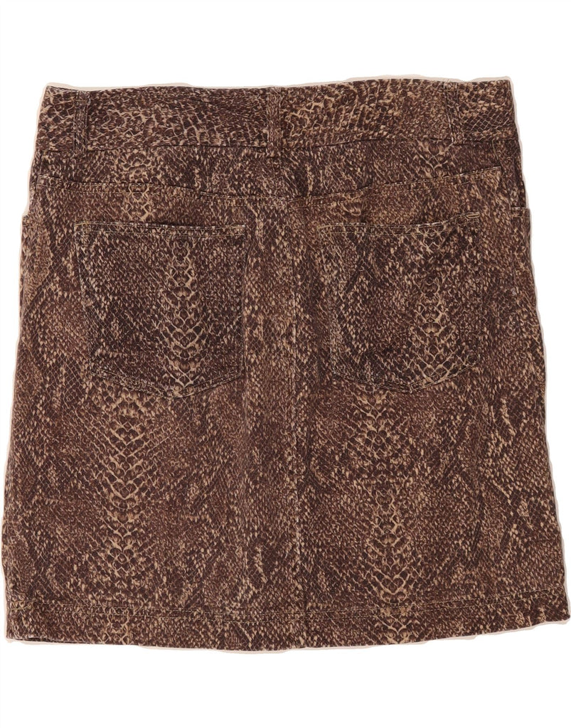 CHAPS Womens Mini Skirt US 14 XL W36 Brown Animal Print Cotton Vintage Chaps and Second-Hand Chaps from Messina Hembry 