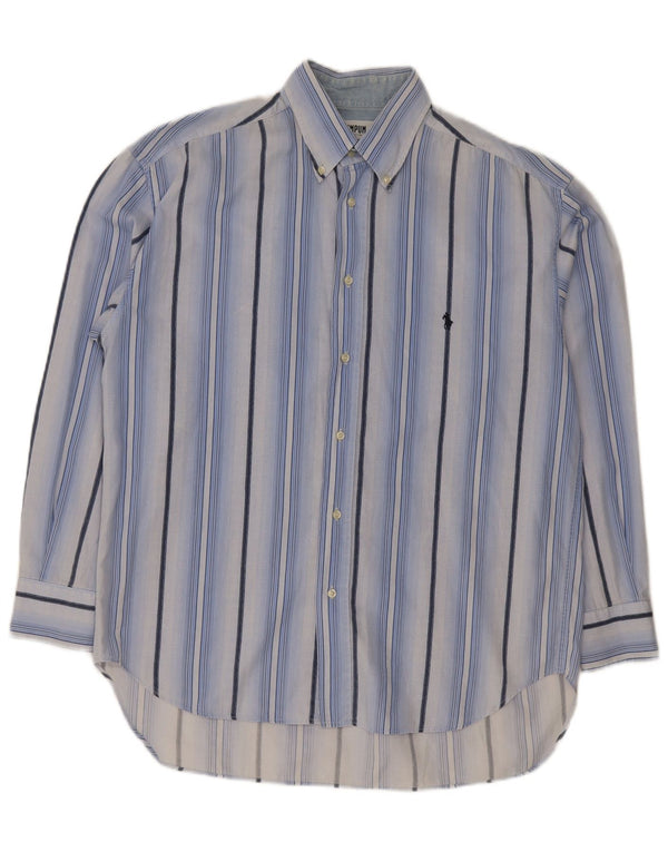 Wampum Mens Shirt Large Blue Striped Cotton