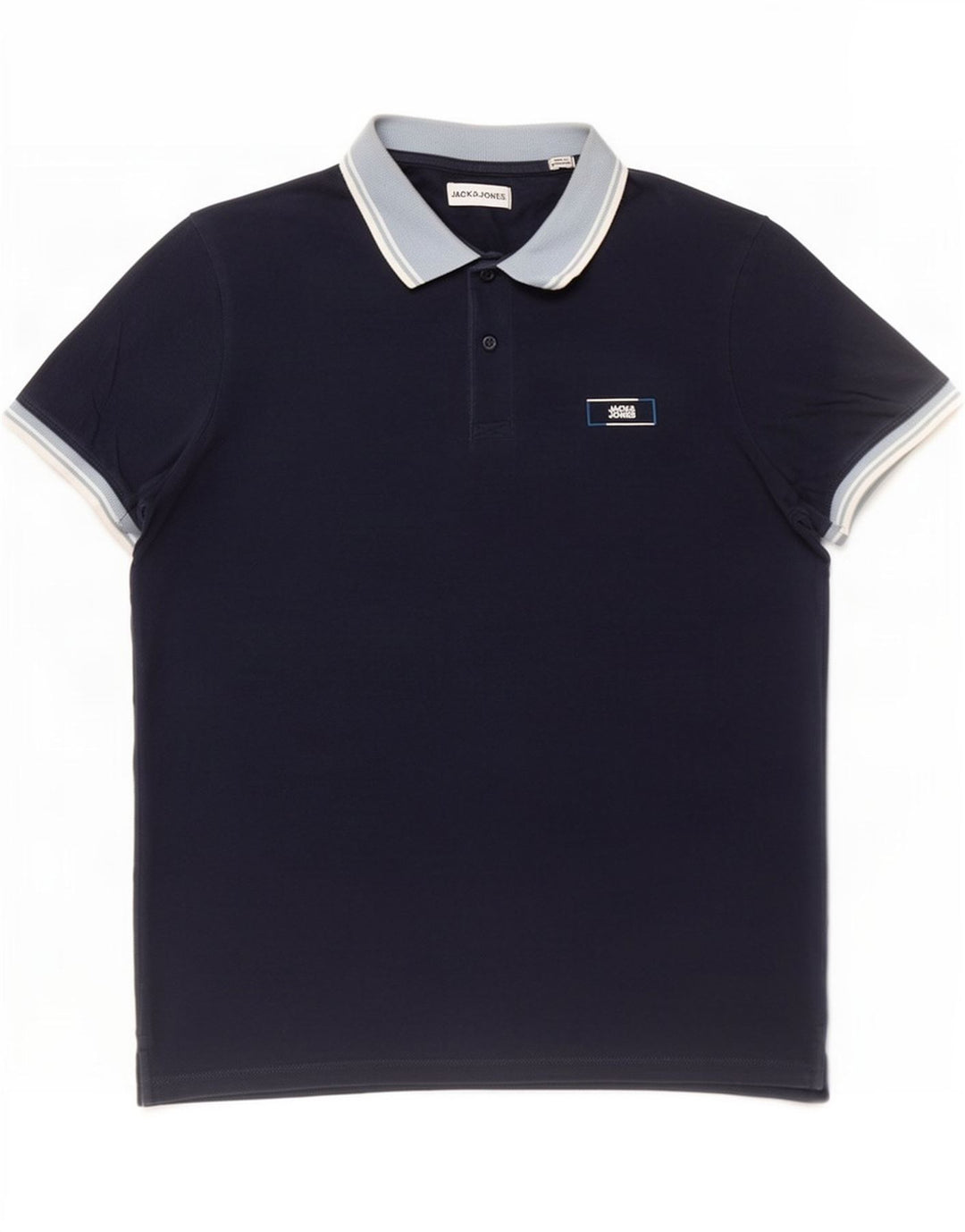 Jack & Jones Mens Polo Shirt Medium Navy Blue Cotton