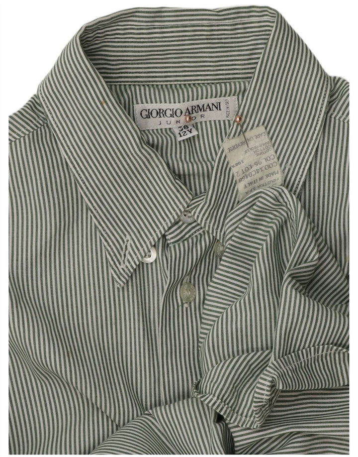 GIORGIO ARMANI Boys Shirt 11-12 Years Green Pinstripe Cotton