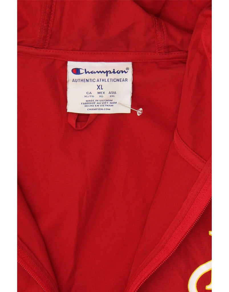 CHAMPION Mens Hooded Pullover Rain Jacket UK 42 XL Red Colourblock Vintage Champion and Second-Hand Champion from Messina Hembry 