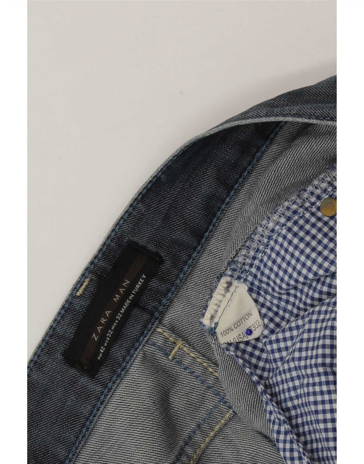 Zara Mens Straight Jeans EU 42 Large W32 L30 Blue Cotton