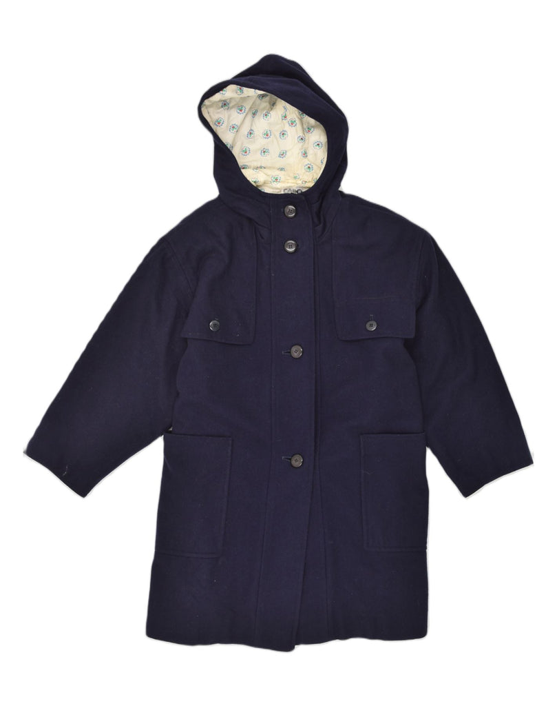 CAROL Womens Hooded Trench Coat UK 12 Medium Navy Blue Polyester | Vintage Carol | Thrift | Second-Hand Carol | Used Clothing | Messina Hembry 