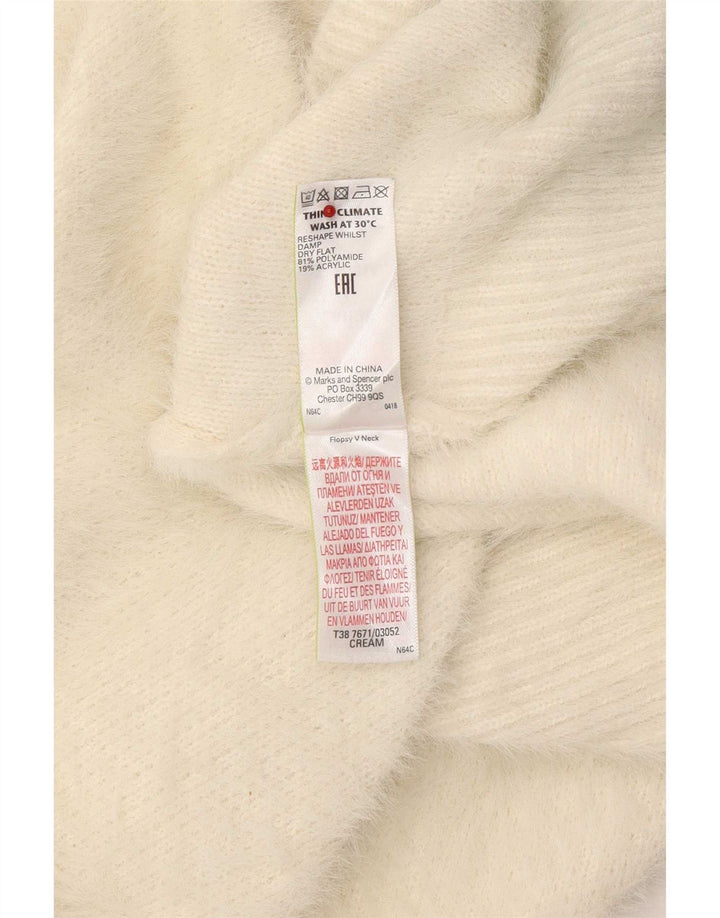 Marks & Spencer Womens V-Neck Jumper Sweater UK 16 Large Off White