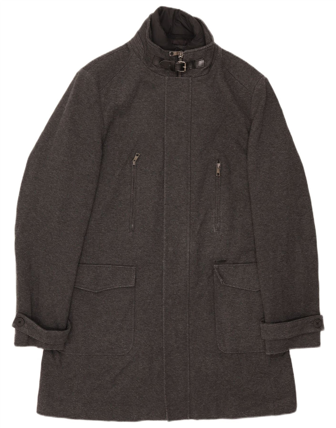 ZARA Mens Overcoat UK 42 XL Grey Polyester