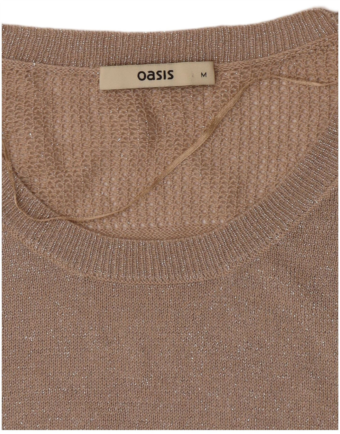Oasis Womens Oversized Boat Neck Jumper Sweater UK 14 Medium Beige Flecked