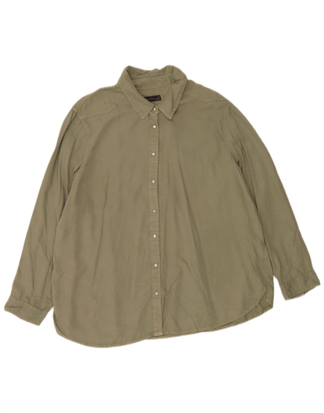 Marks & Spencer Womens Shirt UK 22 3XL Khaki Lyocell