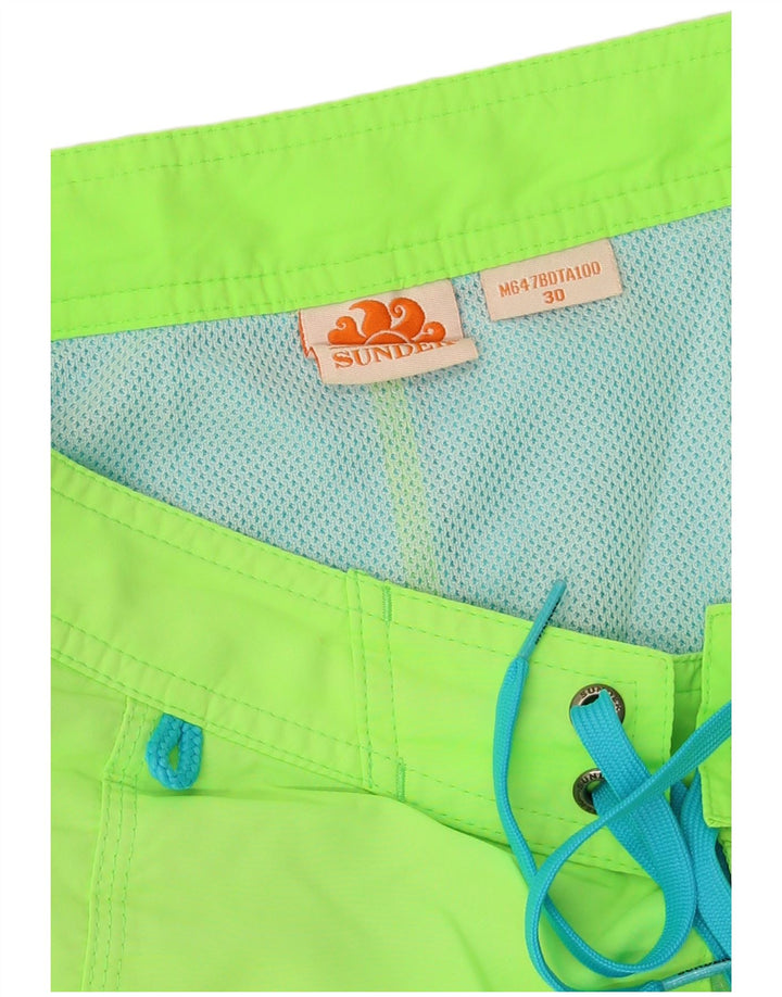 Sundek Mens Graphic Swimming Shorts Medium  Green Polyester