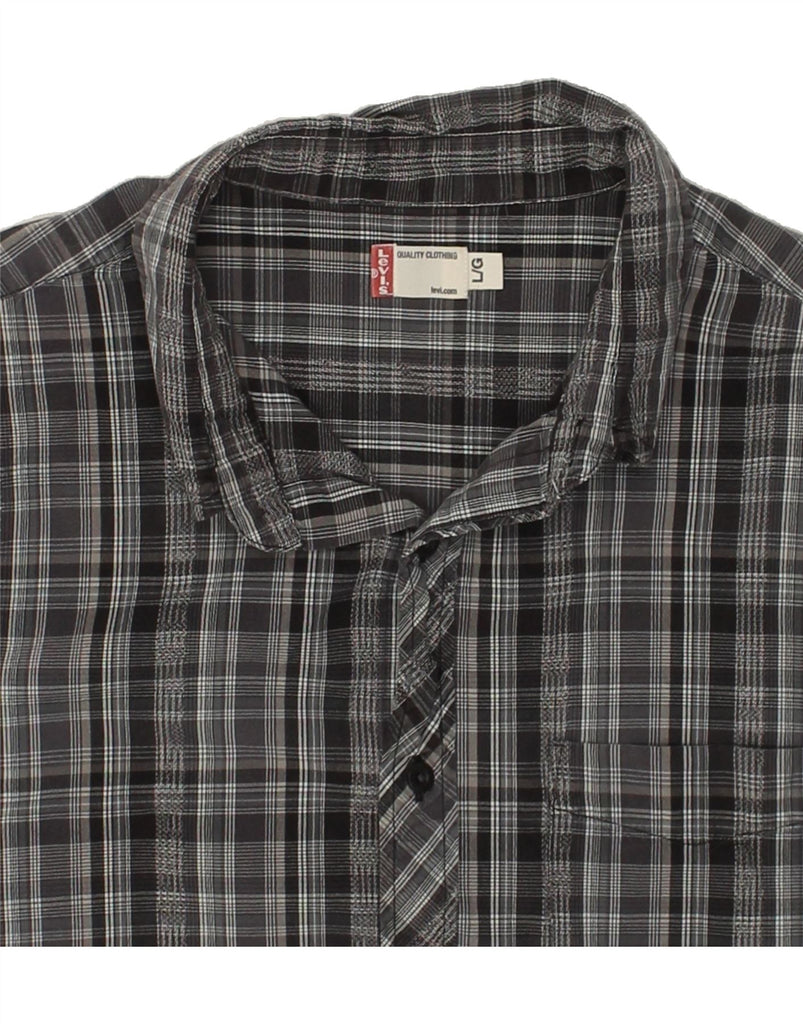 LEVI'S Mens Short Sleeve Shirt Large Grey Check Cotton | Vintage Levi's | Thrift | Second-Hand Levi's | Used Clothing | Messina Hembry 