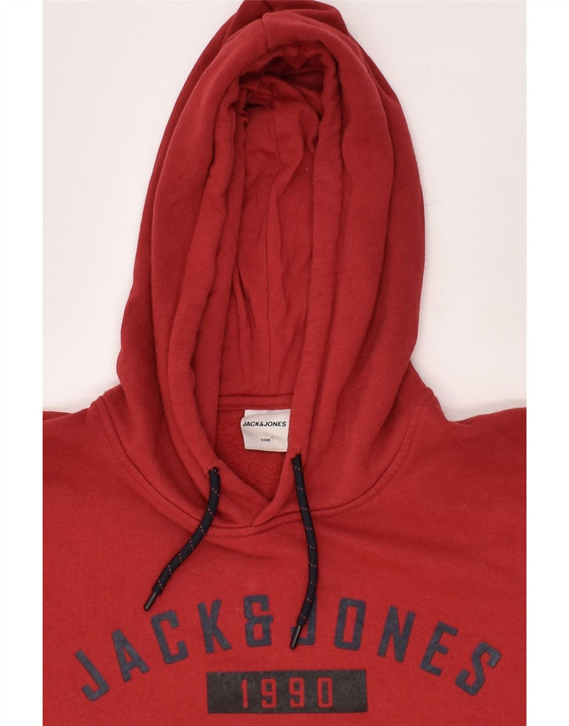 JACK & JONES Mens Graphic Hoodie Jumper Large Red Polyester | Vintage Jack & Jones | Thrift | Second-Hand Jack & Jones | Used Clothing | Messina Hembry 