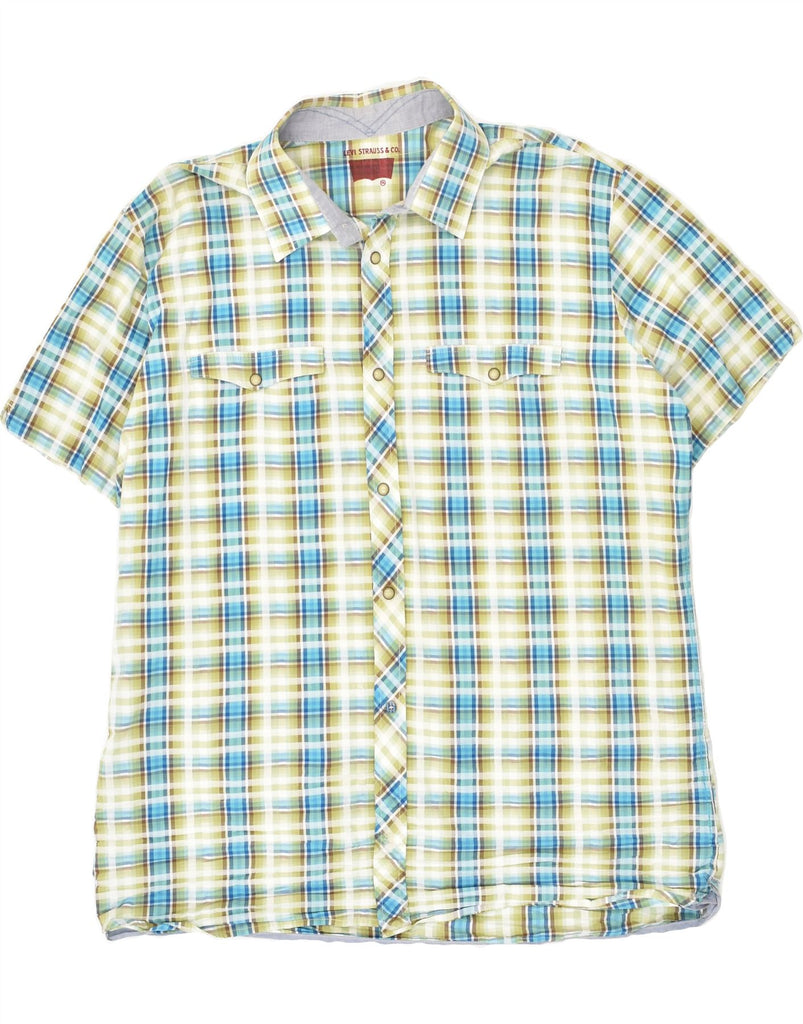 LEVI'S Mens Short Sleeve Shirt Large Blue Check Cotton | Vintage Levi's | Thrift | Second-Hand Levi's | Used Clothing | Messina Hembry 