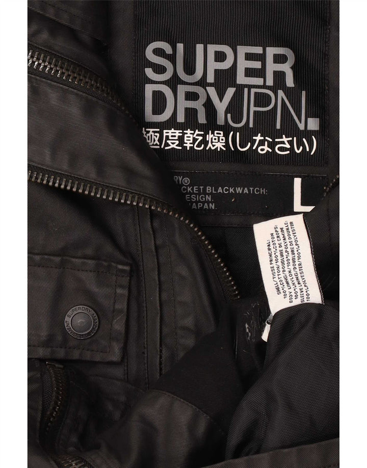 Superdry Mens Waxed Cotton Jacket UK 40 Large Black