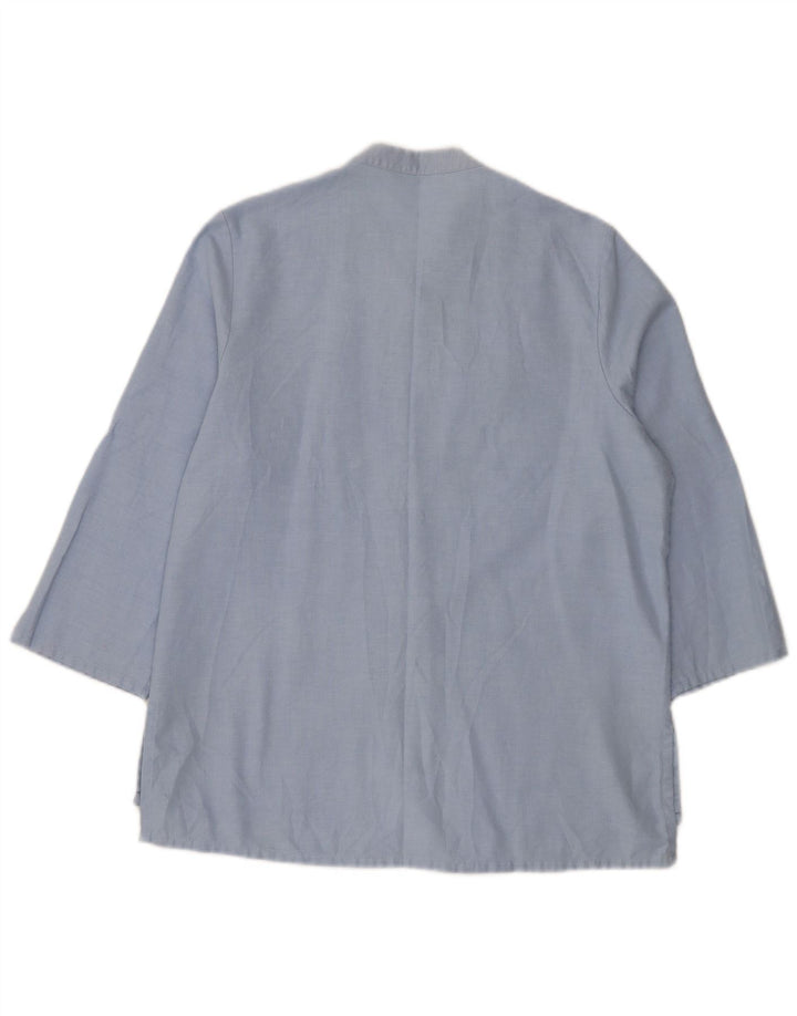 Marks & Spencer Womens 3/4 Sleeve Shirt Blouse UK 12 Medium Blue Polyester