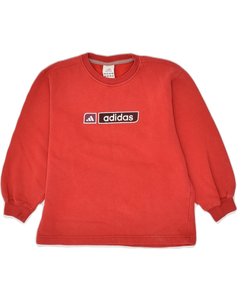 ADIDAS Boys Graphic Sweatshirt Jumper 7-8 Years Red Cotton | Vintage Adidas | Thrift | Second-Hand Adidas | Used Clothing | Messina Hembry 