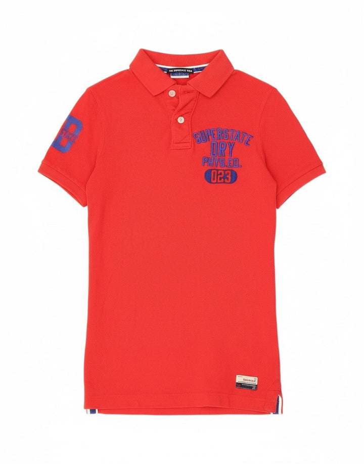 Superdry Mens Graphic Polo Shirt Small Red Cotton
