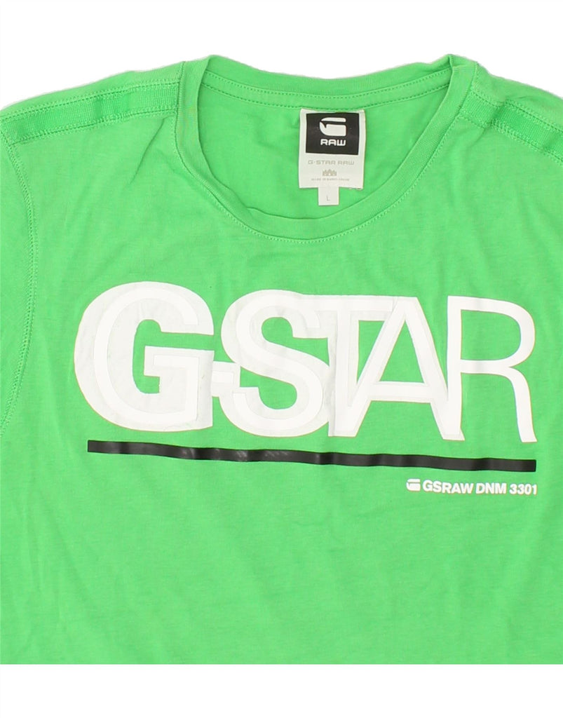 G-STAR Womens Graphic T-Shirt Top UK 14 Large Green Cotton Vintage G-Star and Second-Hand G-Star from Messina Hembry 