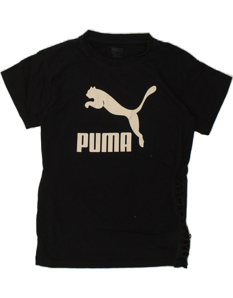 PUMA Womens Graphic T-Shirt Top UK 6 XS  Black Cotton | Vintage Puma | Thrift | Second-Hand Puma | Used Clothing | Messina Hembry 