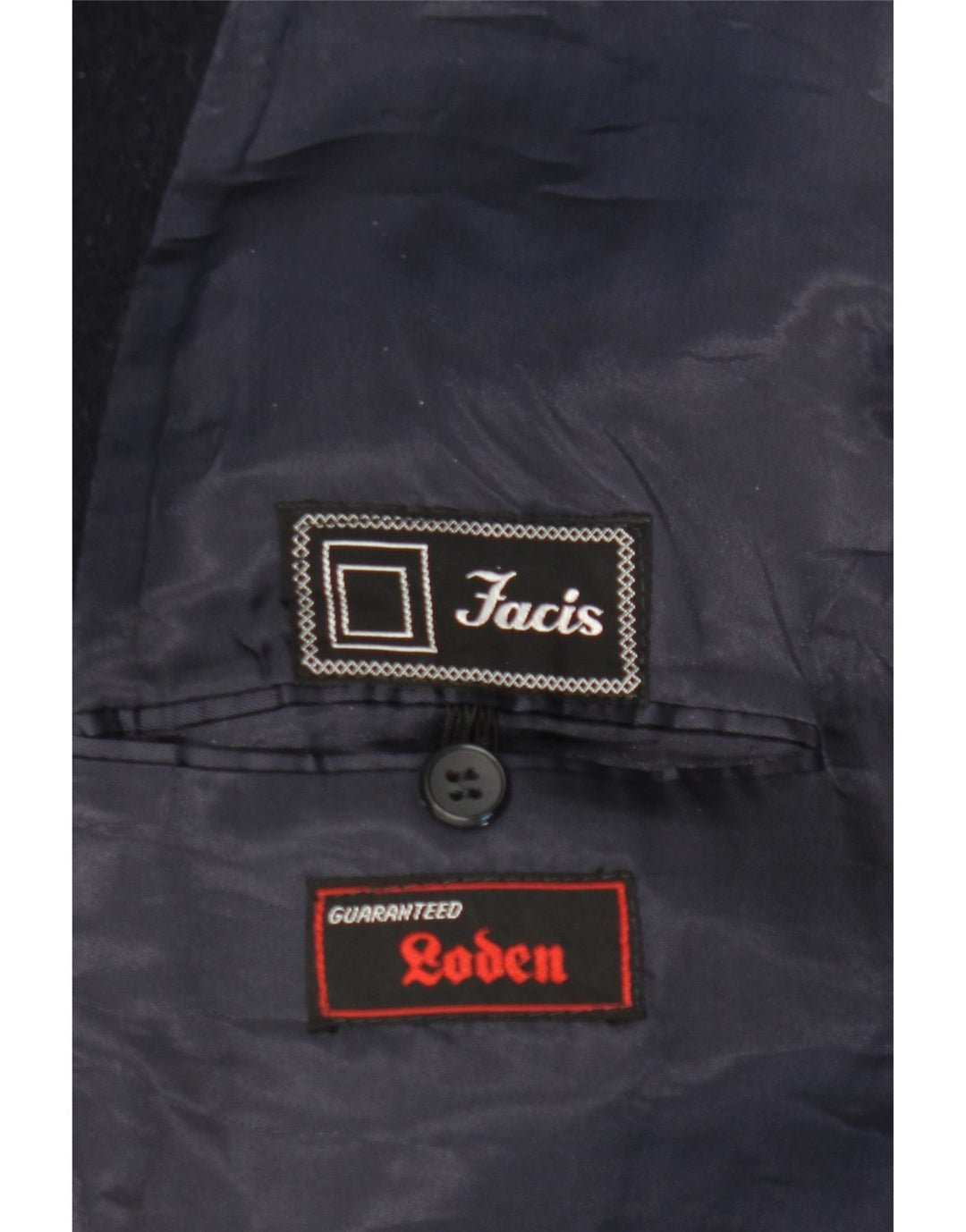 Facis Mens Double Breasted Coat IT 46 Small Navy Blue Wool