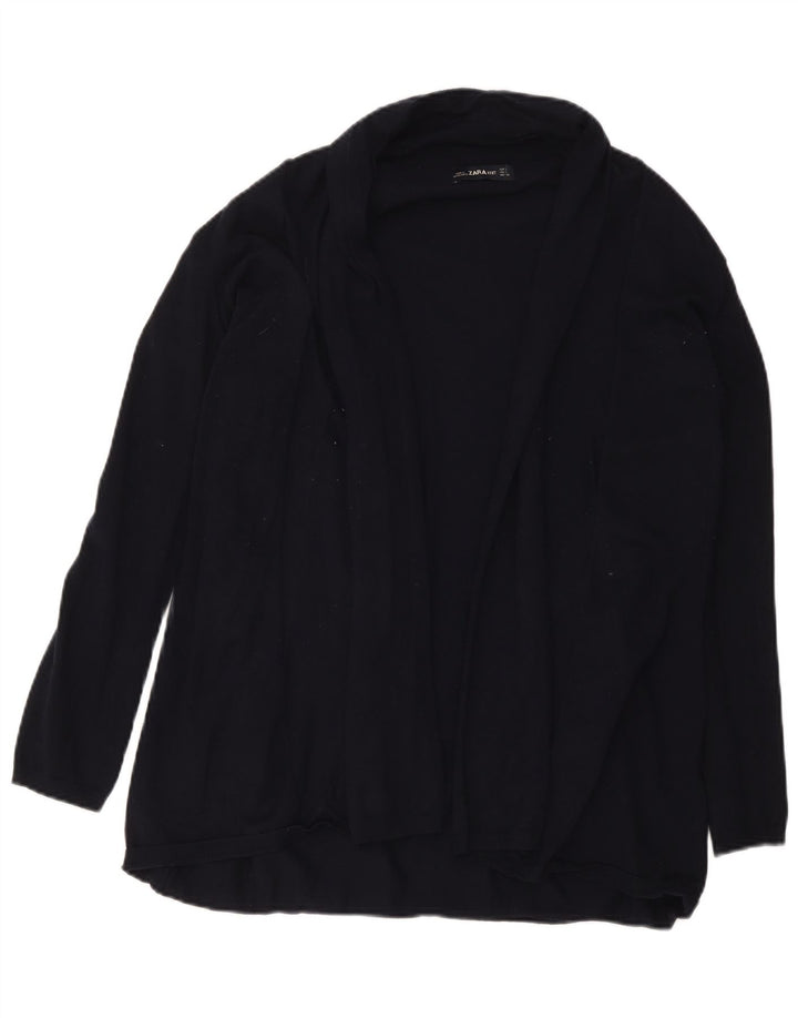 Zara Womens Open Cardigan Sweater UK 14 Large Black Viscose