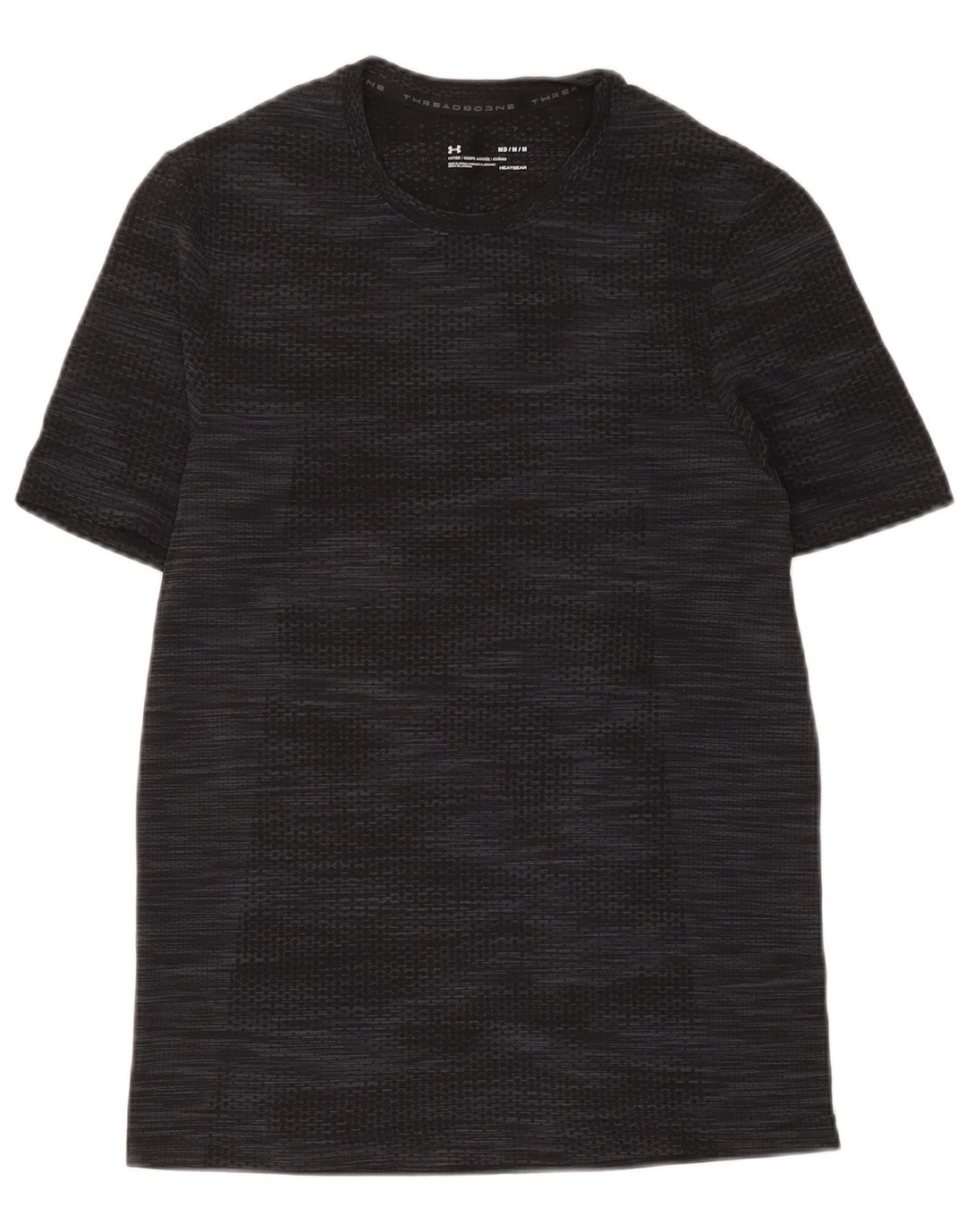 Under Armour Mens Heat Gear T-Shirt Top Medium Black Flecked