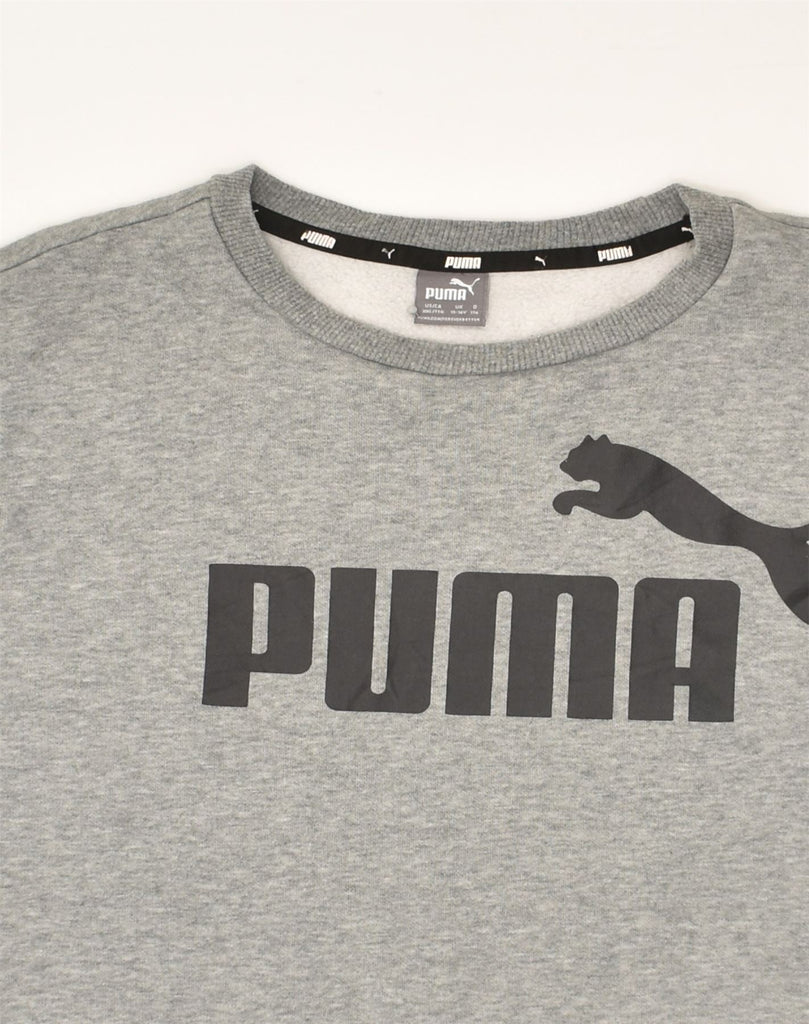 PUMA Boys Graphic Sweatshirt Jumper 15-16 Years 2XL Grey Cotton | Vintage Puma | Thrift | Second-Hand Puma | Used Clothing | Messina Hembry 