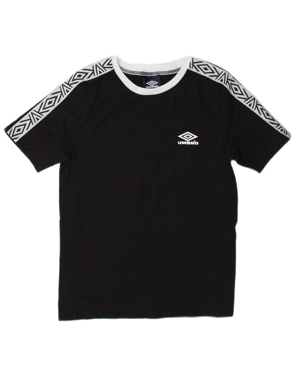 Umbro Womens Graphic T-Shirt Top UK 10 Small Black Colourblock Cotton