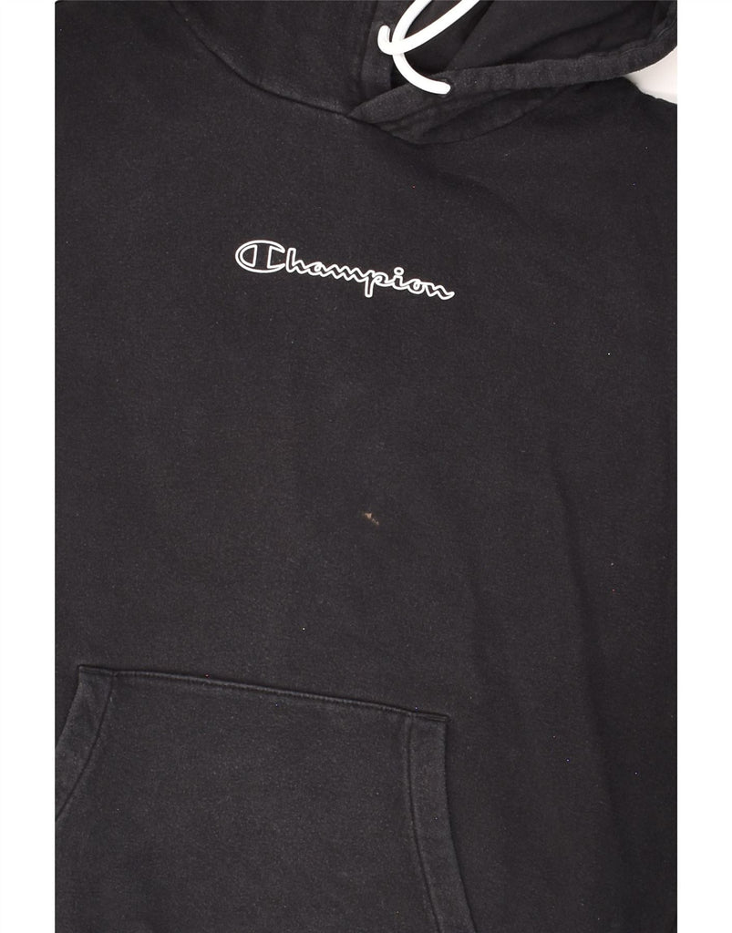 CHAMPION Mens Graphic Hoodie Jumper Medium Black Cotton | Vintage Champion | Thrift | Second-Hand Champion | Used Clothing | Messina Hembry 